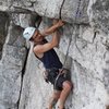 Laurent on the traverse under the overhang