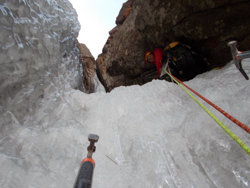 Top out P1, Carl Pluim belaying.