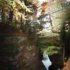 Poor photo/ light quality, but here is a shot of Chris Keller walking the high line we set at Pewits Nest last weekend. 