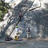 Climbers on Hanging Flake Route.