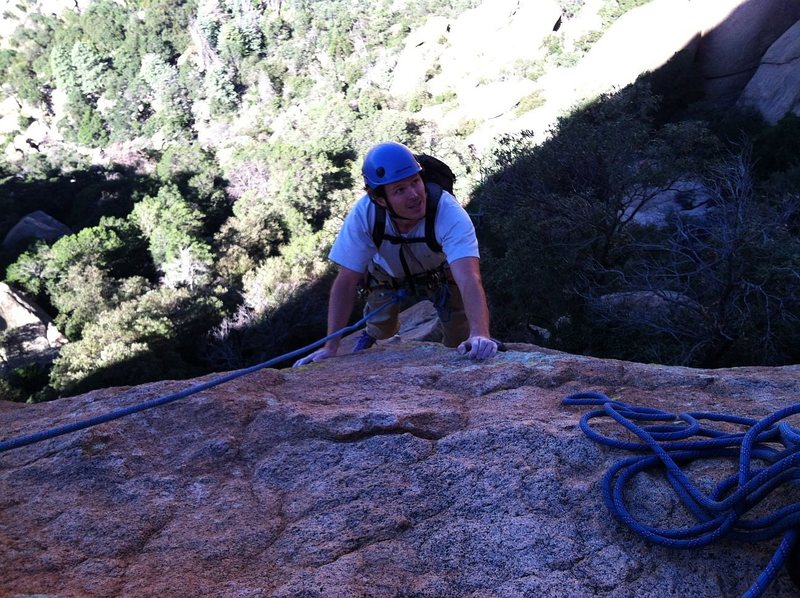 Jay coming up to the end of pitch 1.