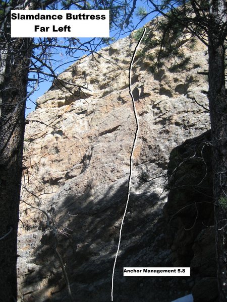 Slamdance Buttress, far left.<br>
<br>
Photo courtesy of Rich Perch.