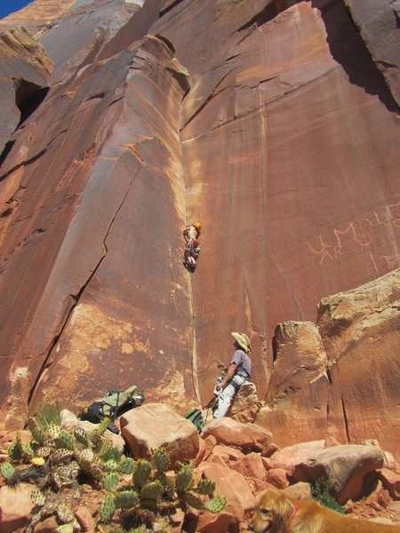 almaredo-  the crux of this thing was the equivelent of a 12" off-width for my 11 year old.  