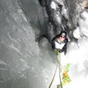 Ouray - Camp Bird Road - Skylight<br>
<br>
Tams at the belay in the chimney