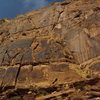 Cougar Katie climbs this slab and dihedral.