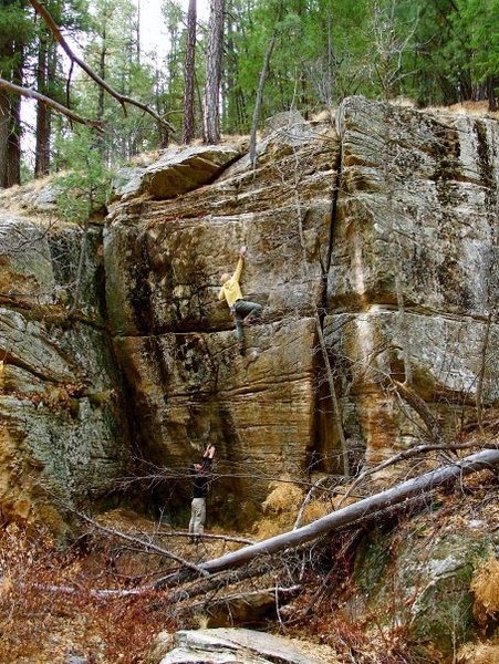 Start of true crux while entering the no-fall zone