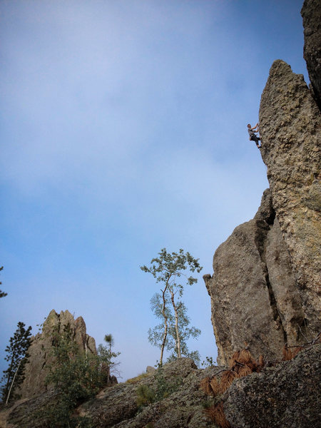 Stew pulling down on an unknown route ( unknown to us) at Moonlight Ridge. Memorial Day weekend 2012.