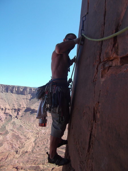 Wyatt on traverse starting second pitch