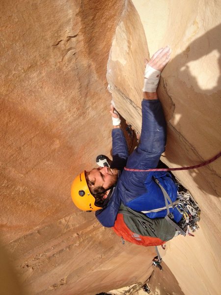 Matt Kuehl cleaning up the last pitch on Cloud Tower.