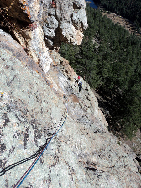 Deb comes up to the higher belay.