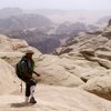 Sabbah high on the summit domes of Jebel Khazali during as ascent of Sabbah's Route (III, 5.6), Wadi Rum, Jordan, March 2012