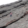 Adam on the first pitch of the Standard Route. 