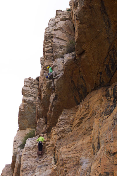 Mike Pycroft and Jessie Rushbrooke on the third and final pitch of The Mighty Logan, photo Emma Alsford