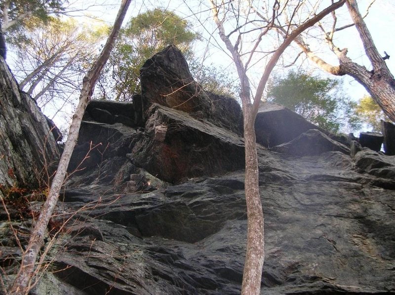 looking up from the bottom of Little Rumney. Only decent schist around.