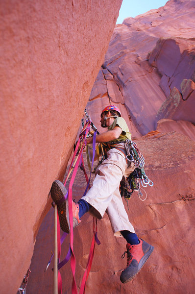 Start of the bolt ladder pitch.