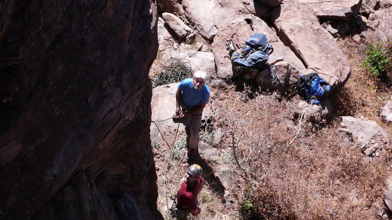 Geir ready to start, Jim belaying...