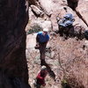 Geir ready to start, Jim belaying...