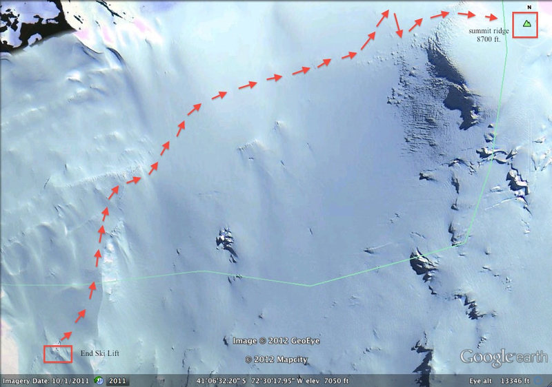 Normal Rute from highest point of the ski lifts.