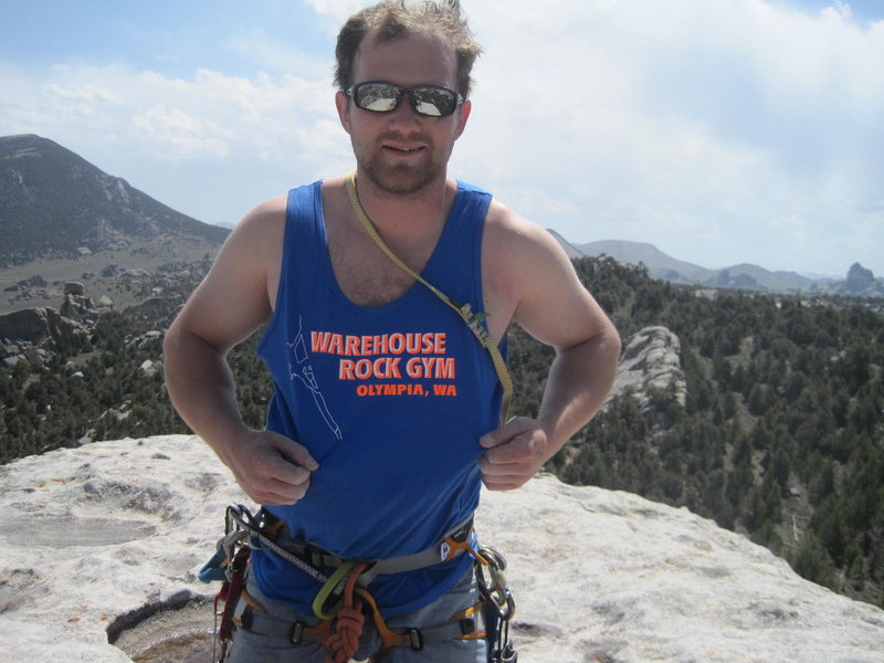 Brian on top of the Lost Arrow Spire