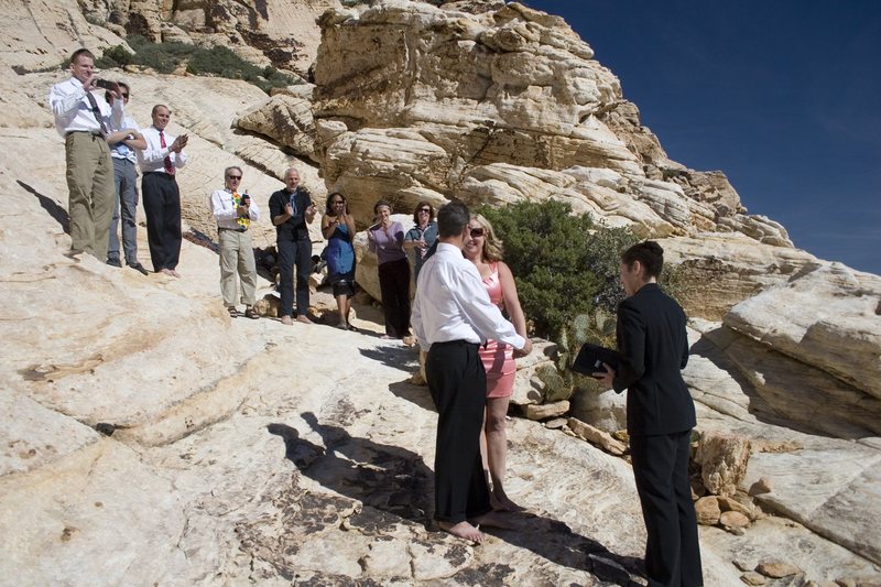 Exchanging wedding vows in Vegas...