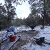 Luke Childers loving the winter style camping on his 1st night at Joe's!!  Welcome...