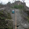 Joshua contemplating the crux moves.