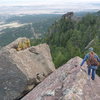 Downclimbing from the Dreadnaught summit.