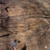 Ken's Crack the saturday after hurricane Sandy. The rock left of the crack is still dripping wet.<br>
Steve is getting ready for his lead