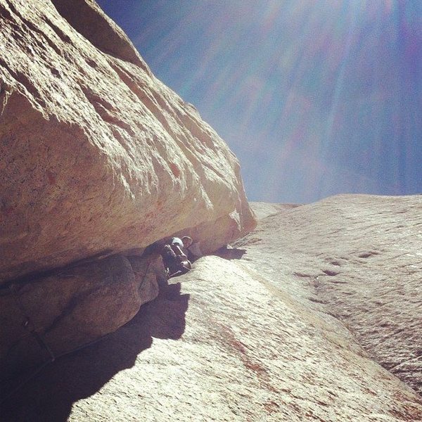 Wide pitch from the belay. This climb is SICK!