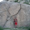 My all time favorite boulder problem. This photo was taken the day i found this beauty. As you can see we weren't there to boulder that day and had no crashpad. I couldn't resist climbing it so i just went for it. Im glad I topped out that day, I sure wouldn't want to fall off the top. Great memory.