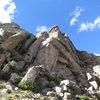 Matt approaching the crux of P1.