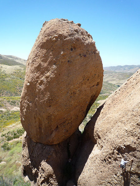 The climber in the lower right foreground is on the Unknown 5.11a route. <br>
photo by Spider Savage