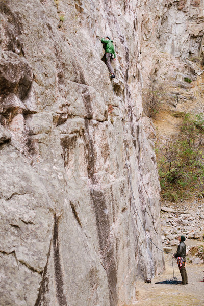 Belaying a buddy on Silent Spaz