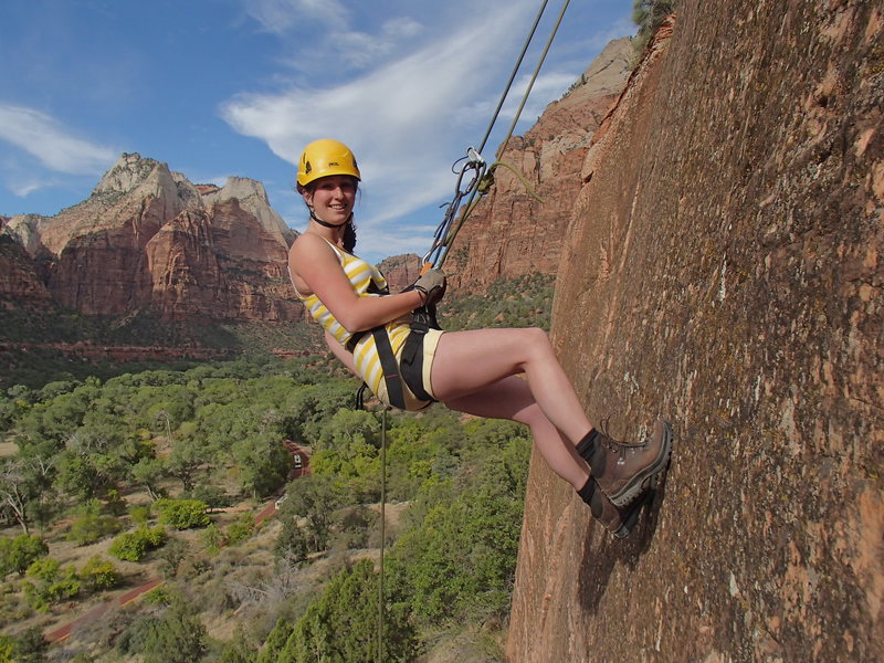 Rappelling at the Practice Cliffs