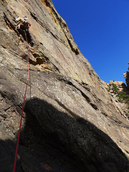 Matt high stepping to start the real climbing.