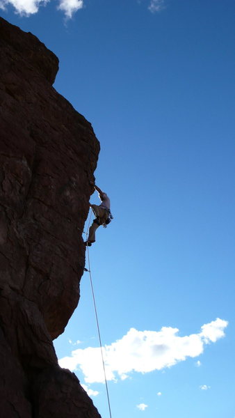 Jimbo cranking through the crux.