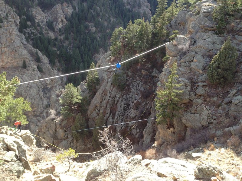 Scott Turpin inspecting "I'm on TV".  We had 3 highlines up this day, all at the same time.