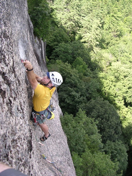 Dave entering 5.11 lay back on the FA