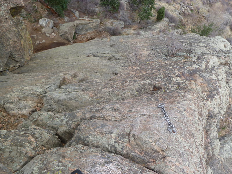 Looking down the face from above.