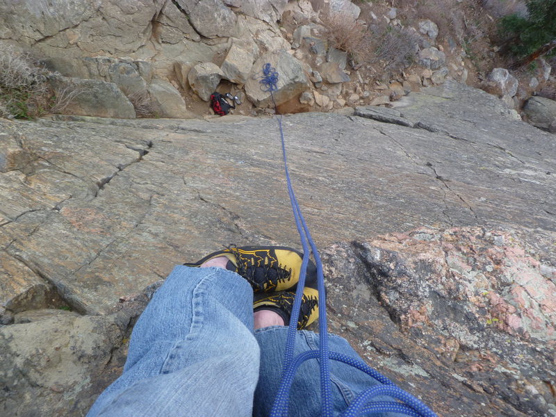 Looking down from the anchor.