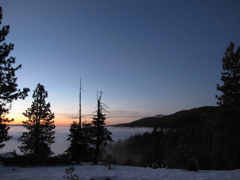 Looking north from the approach trail on a fine November evening.