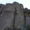 The money climb, Deep Freeze (5.11). Garbanzo Bean (5.7) starts on the right. 