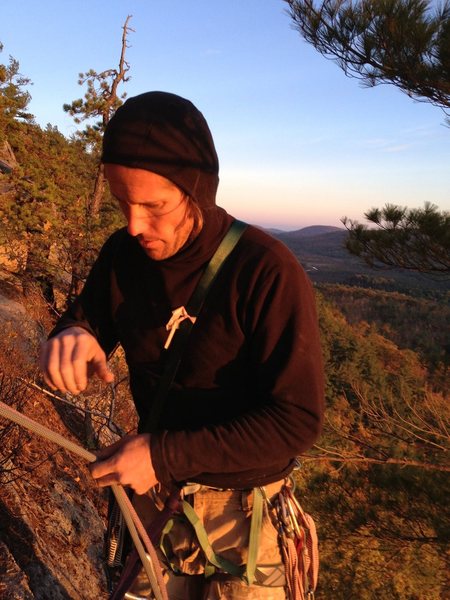 Chris at top of first ascent.