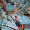 Joe Ebert starting the chimney pitch on whodunnit, Taquitz Rock, Ca