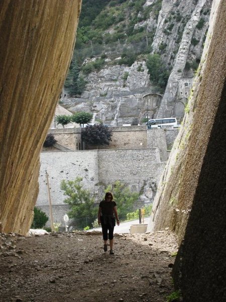 Looking out the slot of La Faille at Le Rocher de la Baume, Sisteron