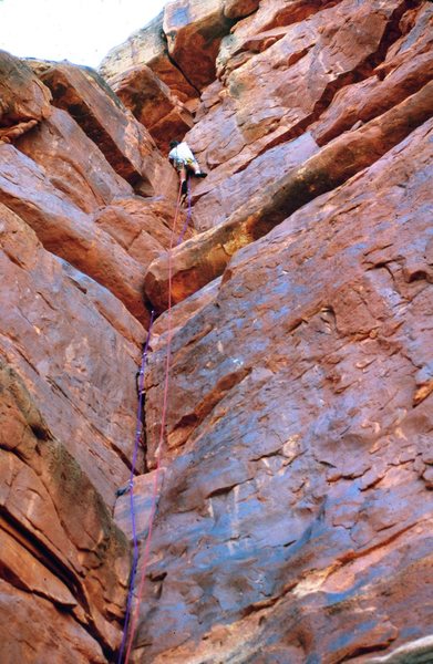 Tim Shea on the east face of O'Neil Butte 1982,