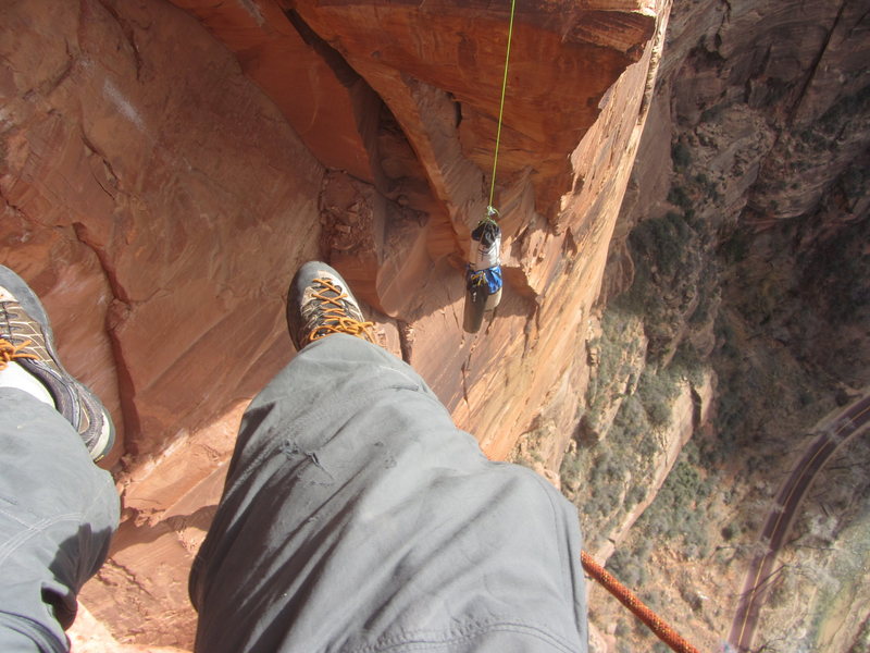 Hanging out under the roof after the big swing! Incredible exposure.