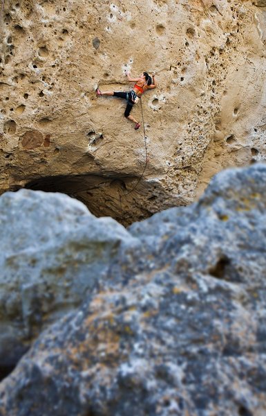 California Climber Magazine - Winter 2012 - Issue No. 3<br>
<br>
Natalie Duran poised on Urban Struggle (5.12b)<br>
<br>
Malibu Creek State Park<br>
<br>
Image + Anthony Lapomardo