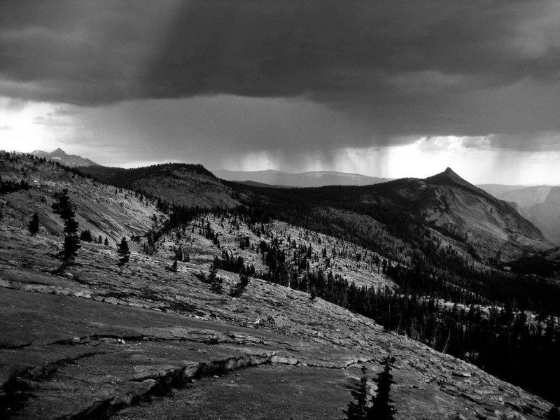 Afternoon hail storm on top of Tenaya