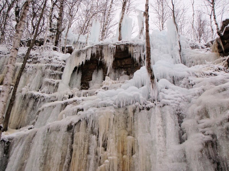 Ice conditions as of 12/12/12. This is the new area of the Sandstone Ice Park, which is closer to the entrance. 